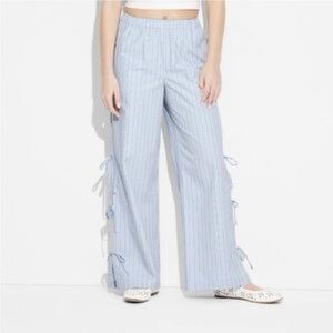 🎯50% OFF! Wild Fable high-rise cotton striped side-tie relaxed boxer pants